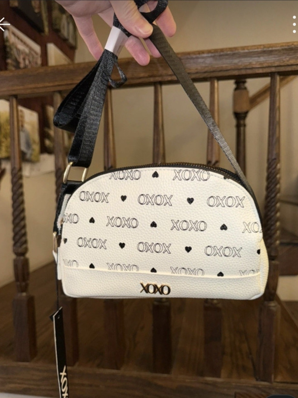 XOXO Crossbody Bag in White & Black